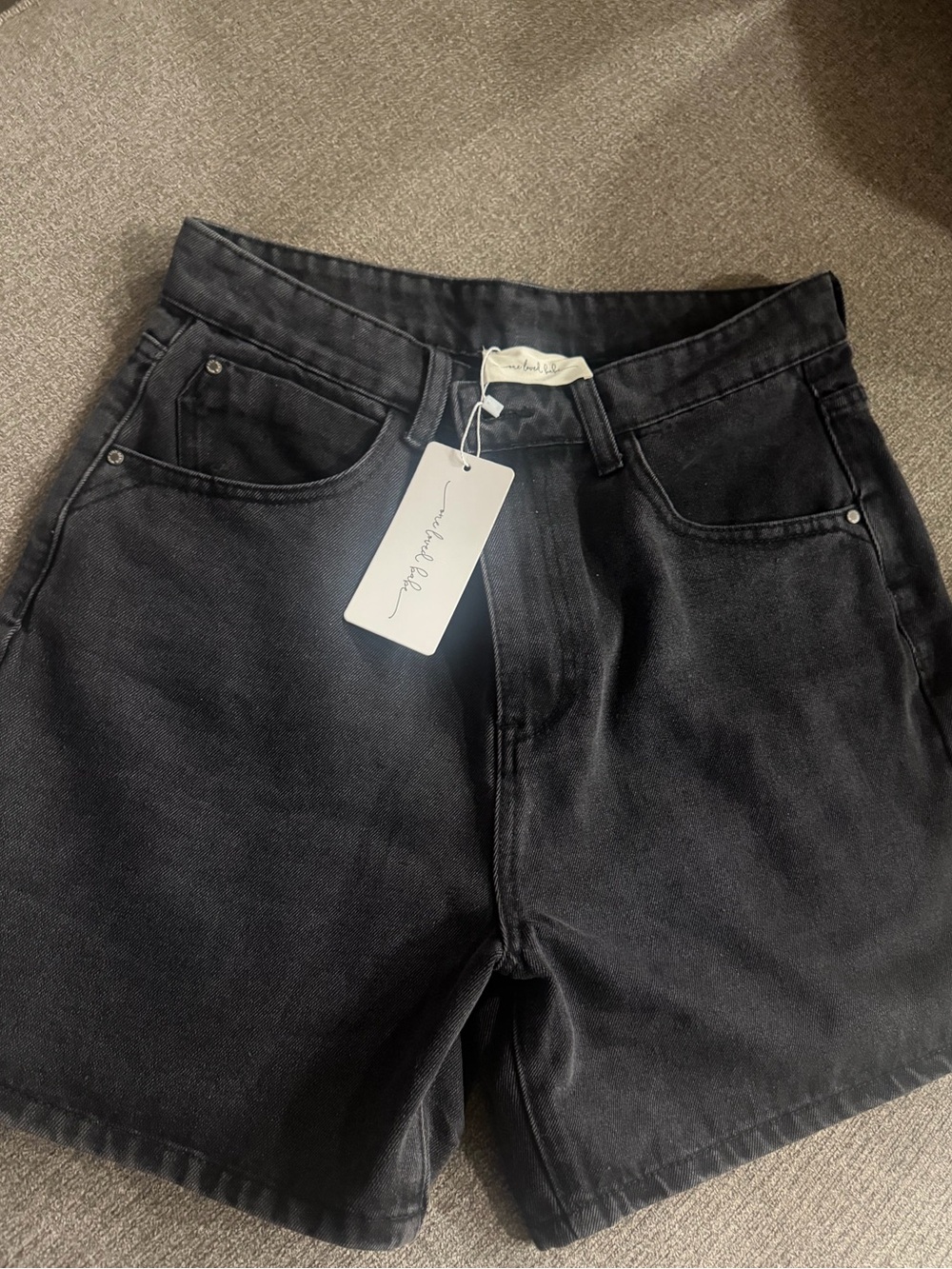 Women’s Black Denim Jean Shorts with Classic Pocket